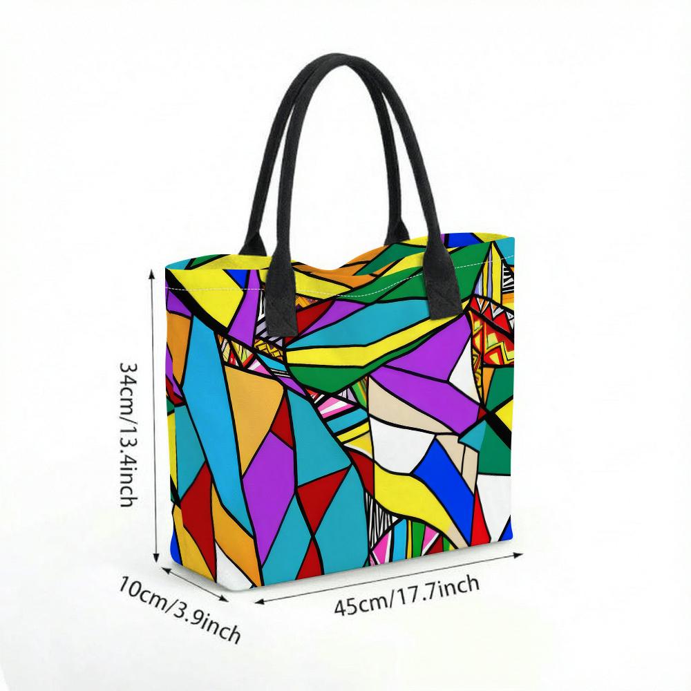 Colorful Geometric Print Tote Bag Large Casual Fashion Shoulder Bag for Daily Use