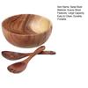 3Pcs/Set Salad Bowl Burr Free Easy to Clean Wooden Noodles Container with Spoon Fork Cutlery Daily Use