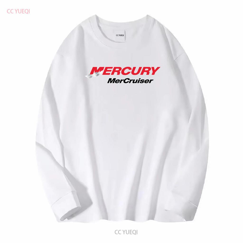 Mercury MerCruiser Outboard Motor Logo White T Shirt Boating Long or Short Sleeves Vintage Washed Soft Top For Everyday Wear