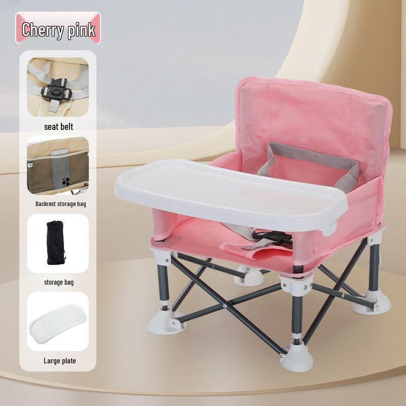 Portable Foldable Children's High Chair: Lightweight Aluminum Camping & Beach Chair with Eating Table.