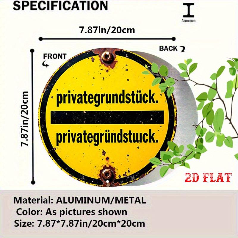 Bold Yellow Round Aluminum Sign x Private Space Metal Sign Weathered Look