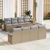 VidaXL 9-Piece Garden Sofa Set with Cushions Beige Poly Rattan 3345290