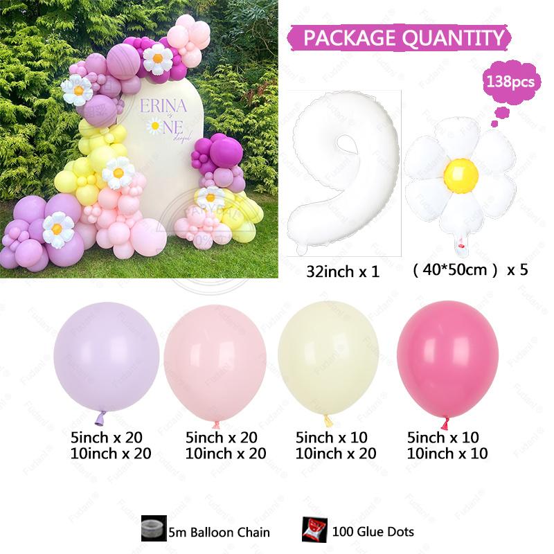 New Macaron Series Flower Balloon Chain Set Birthday Party Wedding Decoration Fresh Sunflower Daisy Balloon Venue Decoration
