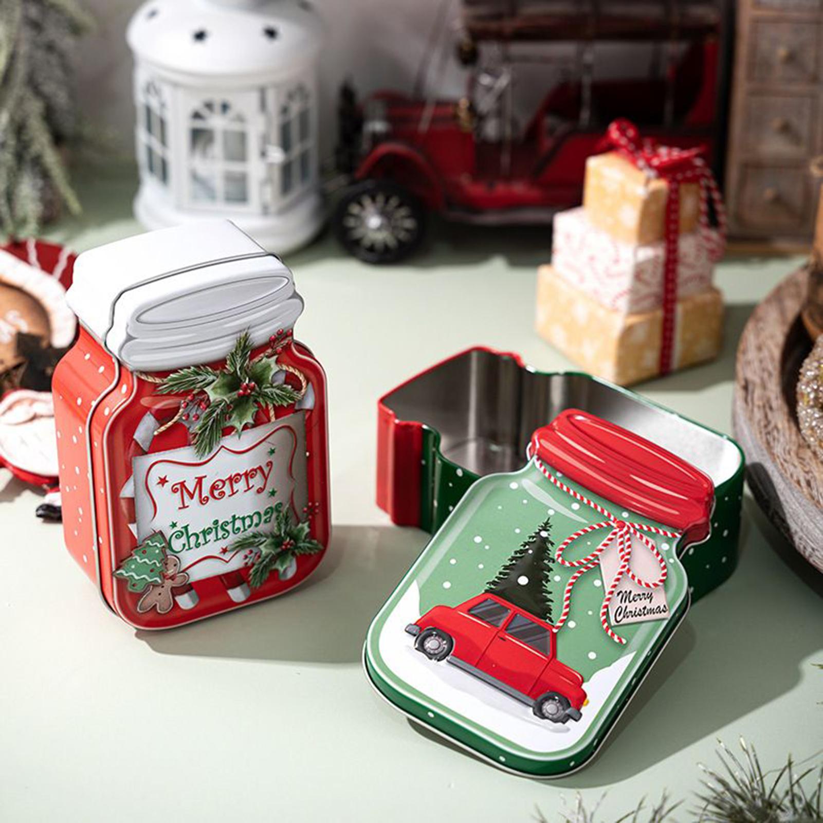 2025 Metal Christmas Gift Box With Lid Christmas Gift And Candy Jar Container For Candy Cookie Treat Packaging Stocking 16x10x5cm