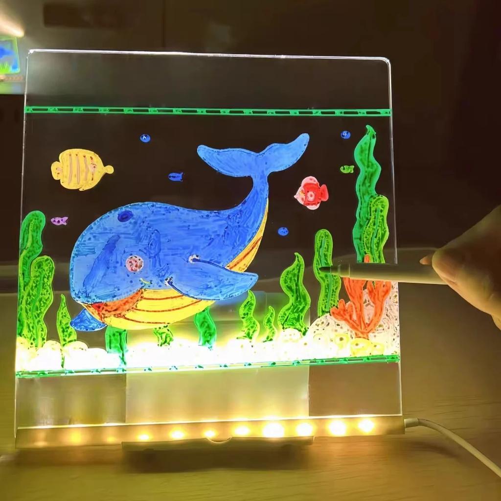 Magisches leuchtendes Kinder Zeichenbrett: Wiederverwendbares LCD-Tablet, Löschbares leuchtendes Kritzelbrett für Alter 3-6+ | Lustiges Lernspielzeug Menütafel