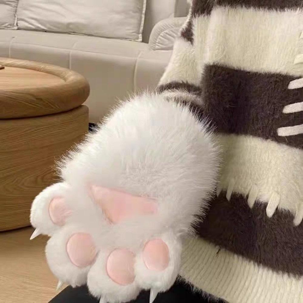 New Plush Cosplay Cat Paw Gloves Thicken Cartoon Cosplay Cat Claw Mittens Gloves Animal Squeaking Gloves Props