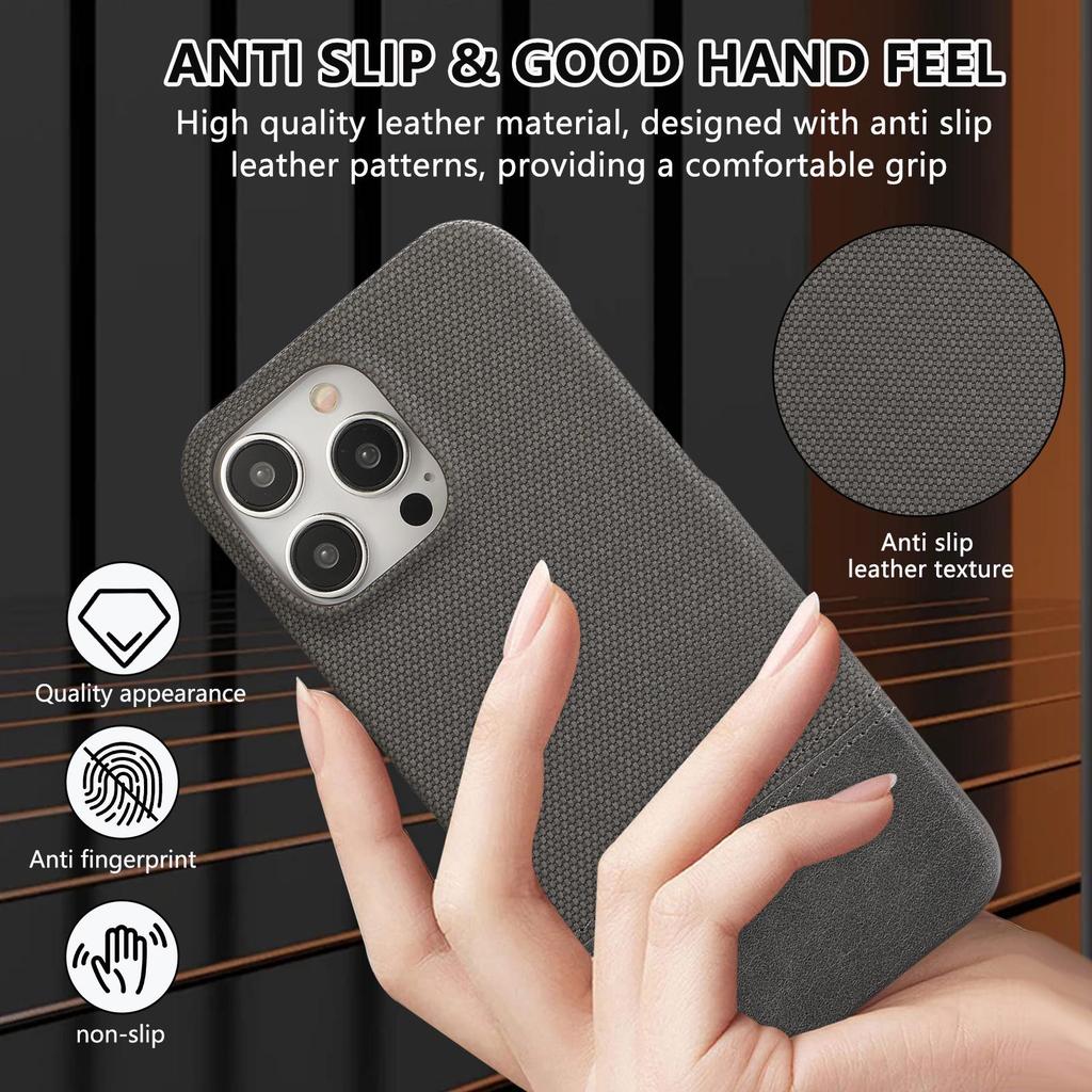 Patchwork Faux Leather Anti-Slip Phone Case for Apple 17 Pro Max/16/15/14 Pro/13/12, Trendy Half-Covered Hard Design