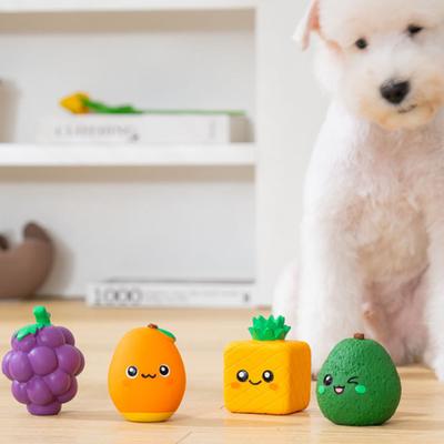 Squeaky Fruit Dog Toy Latex Dog Chew Toy Cute Fruit Shape Puppy Teething Toy for Small Medium Dogs Teeth Cleaning