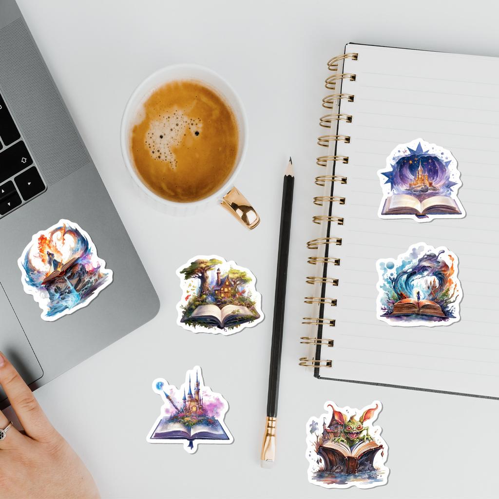 50 Aquarell-Fantasy-Bücher Graffiti-Aufkleber Wasserbecher Computer Koffer Wasserdichte Dekorationsaufkleber DIY-Aufkleber