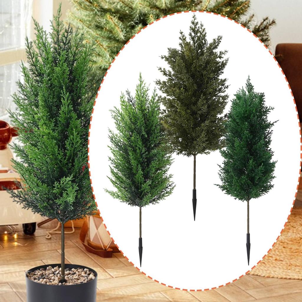 Artificial Cedar Topiary Tree Cypress Shrubs Faux Plants for Indoor Outdoor