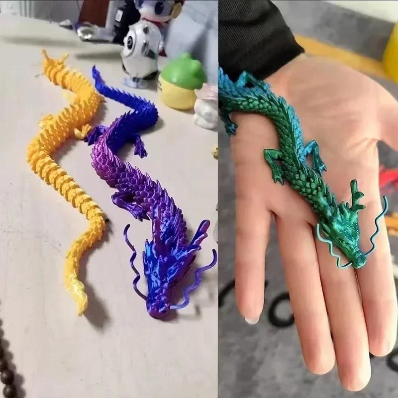 30cm 3D Printed Dragon Toys Flexible Articulated Dragon Model Desktop Craft Ornament Gifts for Kids Office Home Table Decor
