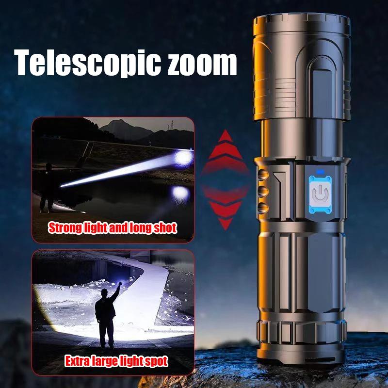 High power LED aluminum alloy flashlight for remote and wide range lighting, suitable for home, outdoor, and emergency lighting, cold resistant