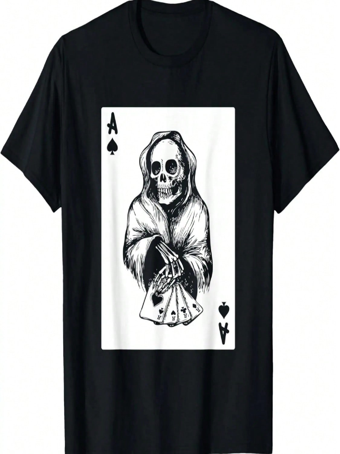 Skull Death Gambler Texas Holdem Poker Ace Card T-Shirt S разноцветный