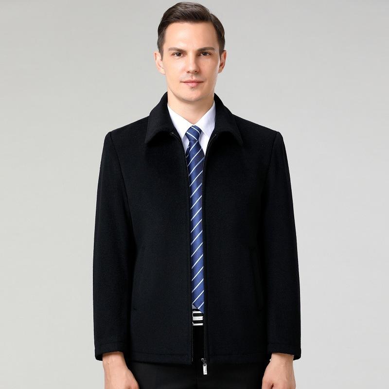 High-end Men's Cashmere Short Jacket New Style for Middle-aged and Elderly Autumn and Winter Loose Warm Business Casual Jacket Dad Wear