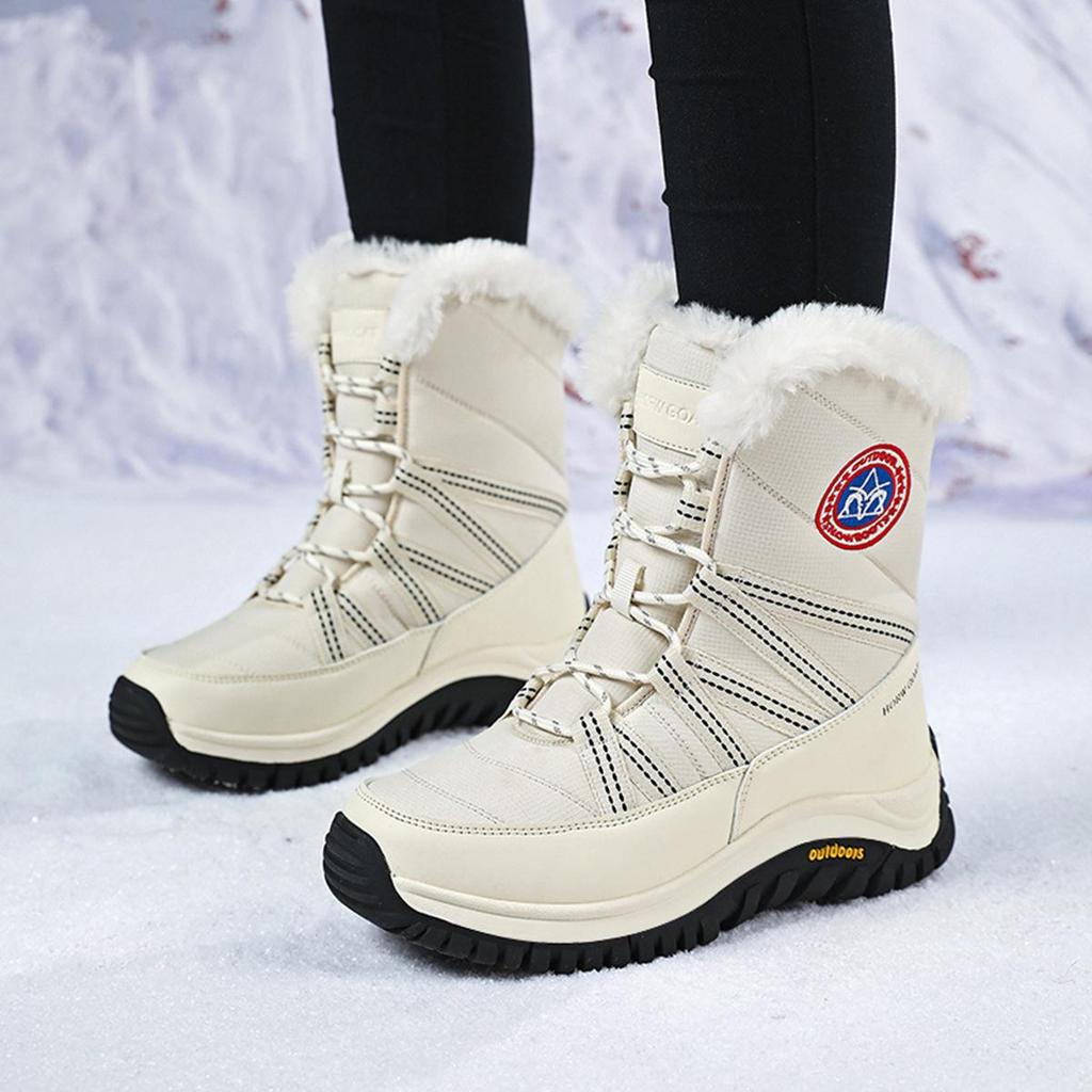 Women's Fleece-Lined Cold-Proof Winter Snow Boots - Non-Slip, Warm, High-Top Outdoor Travel Shoes