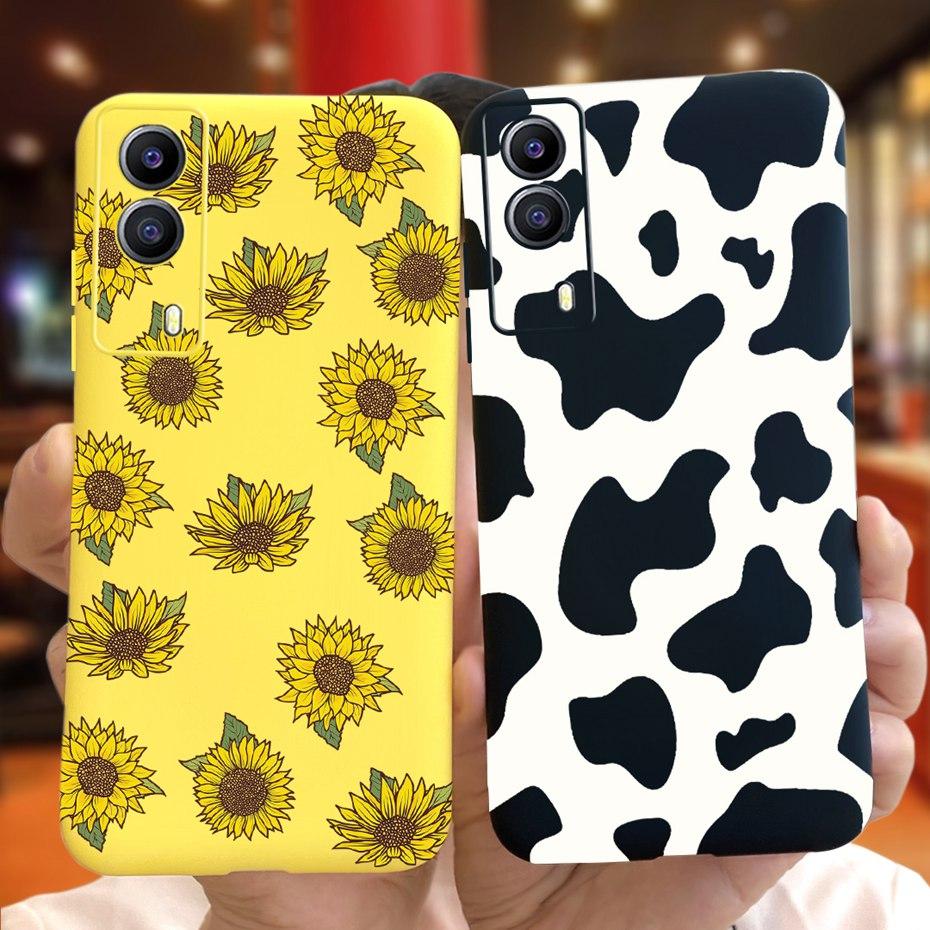 For Vivo Y53S 5G Case Vivo Y72 5G V2041 Phone Cover Silicone Cactus Soft Funda For Vivo Y52 Y 53s Y72 5G Sunflower TPU Bumper