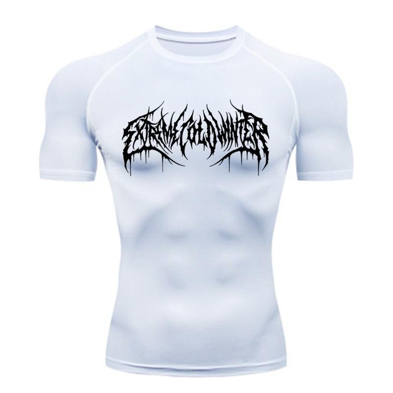 Printed Men's Tight T-Shirt Running Compression Compression T Shirt Gym Fitness Jogging Short Sleeve Male Casual Shirt Tops