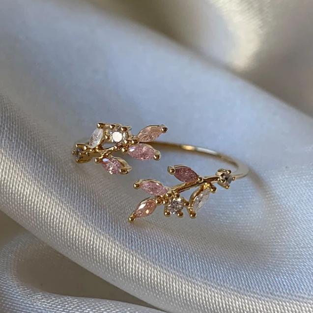 New Cute Colorful Zircon Flower Ring For Women Girl Fashion Vintage Zircon Adjustable Rings Jewelry Gift