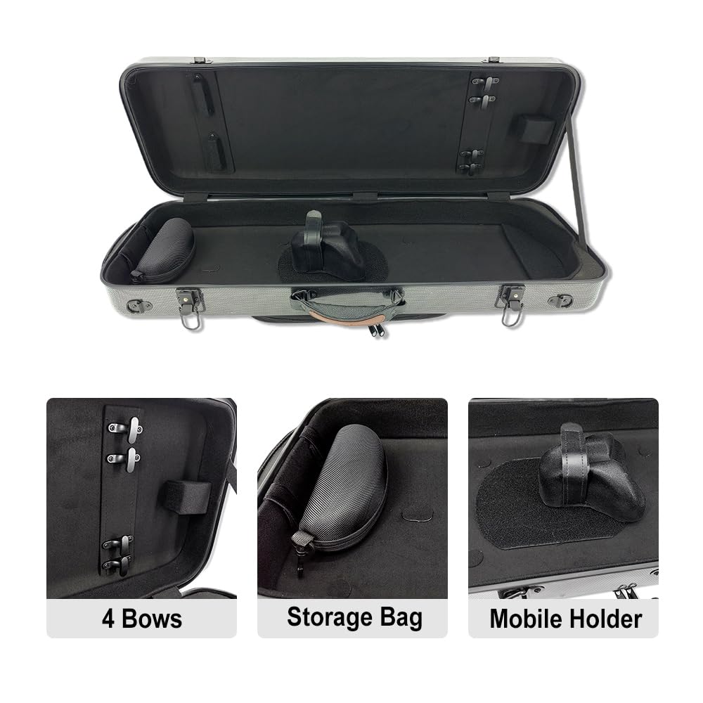 Cutie Violă YoungMonic 16 inch, Fibră de Carbon Dură, Rezistentă și Ușoară, pentru Viole 15-17 Inch, 2.5kg