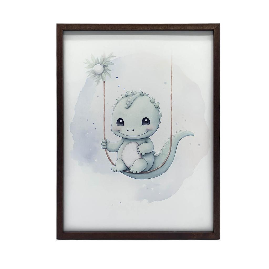 Dinazaur Na Huśtawce Dinazaur Na Huśtawce, 50X70 Cm, Rama Aluminiowa Czarna, Papier Matowy 230 Gsm
