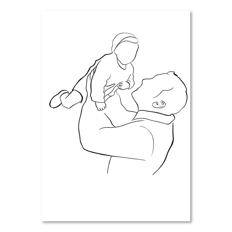 Abstract Black And White Line Love Family Wall Art Canvas Painting Nordic Posters And Prints Wall Picture For Living Room Decor