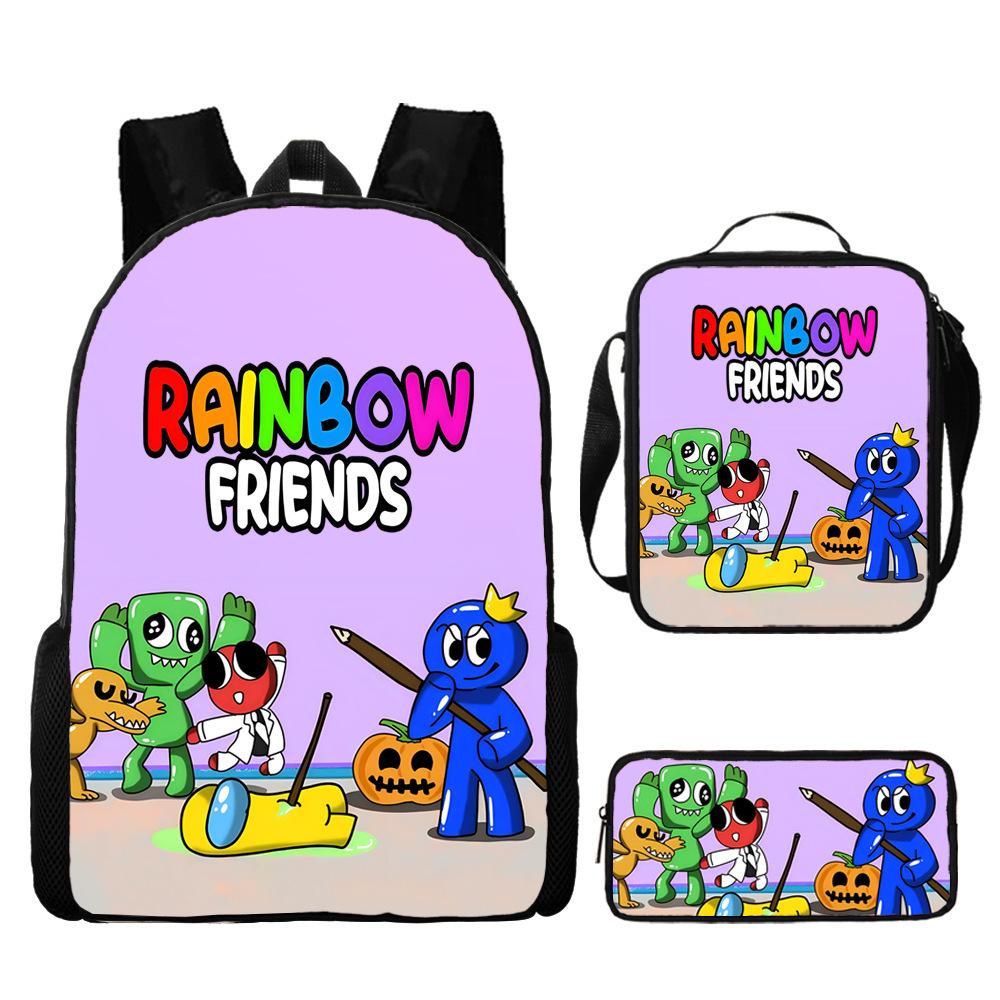 Rainbow Friends Zaino Scolastico Rainbow Friends Zaino Cartone Animato Borsa a Tracolla Astuccio Set da Tre Pezzi