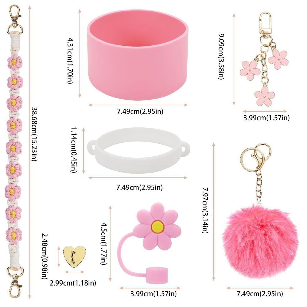 7pcs/set Flower Pattern Cup Accessories Set Multiple Color Cup Decoration Set  Tumbler