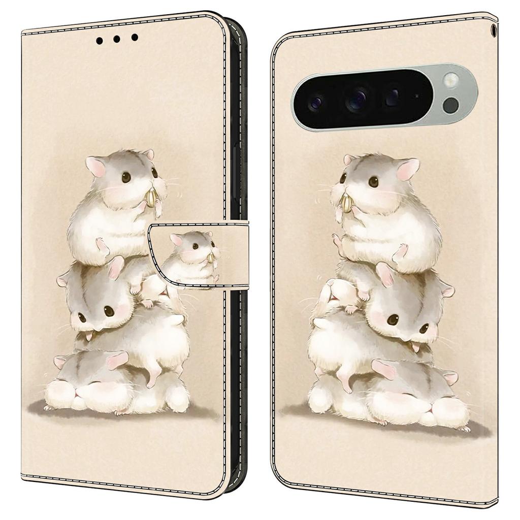 For Google Pixel 9 Pro XL Case Pattern Printing Anti-Drop Leather Flip Wallet Phone Cover