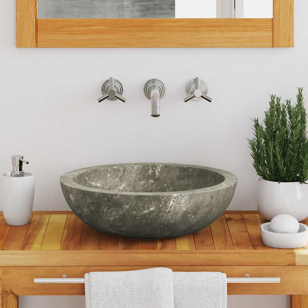 Grey Washbasin Ø40x12 Cm Marble