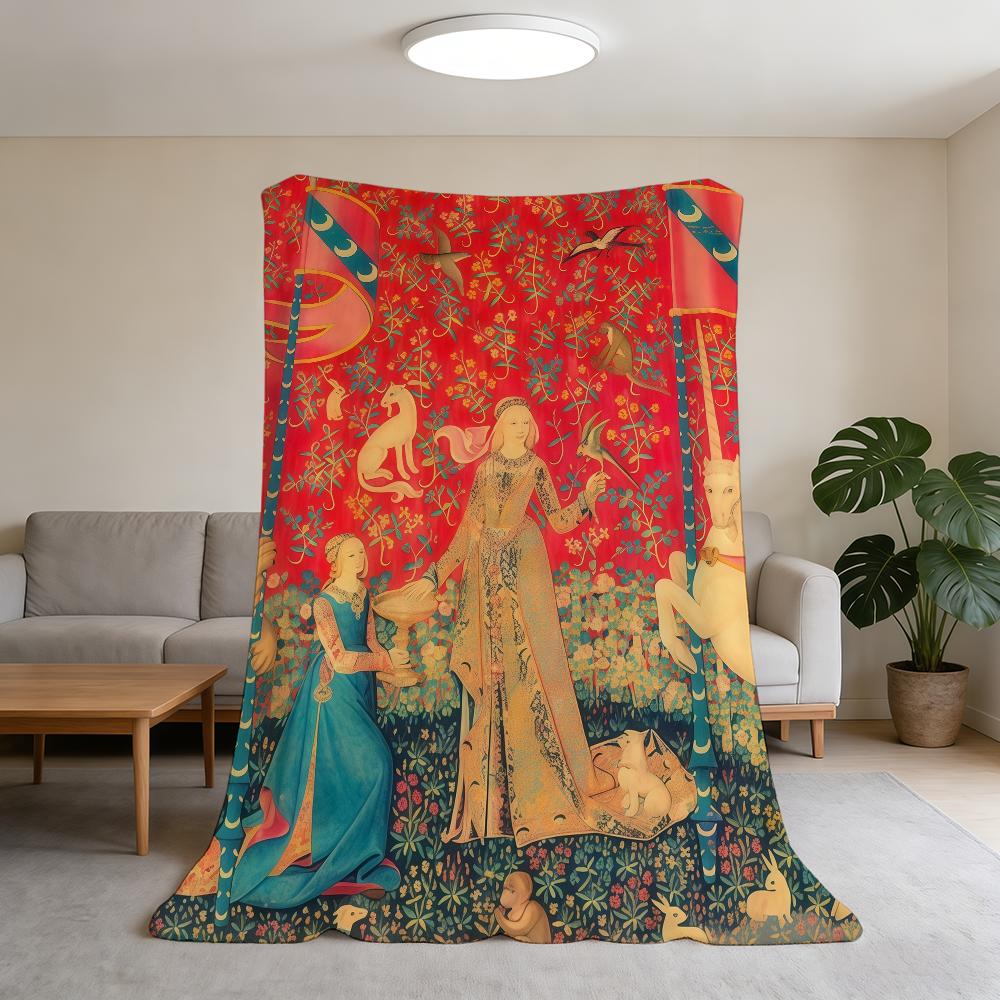 

ART Tapestry Blanket Super Warm Comfortable Plush Throw Blanket Child Home Sofa Medieval Bedroom Gift 75x90cm
