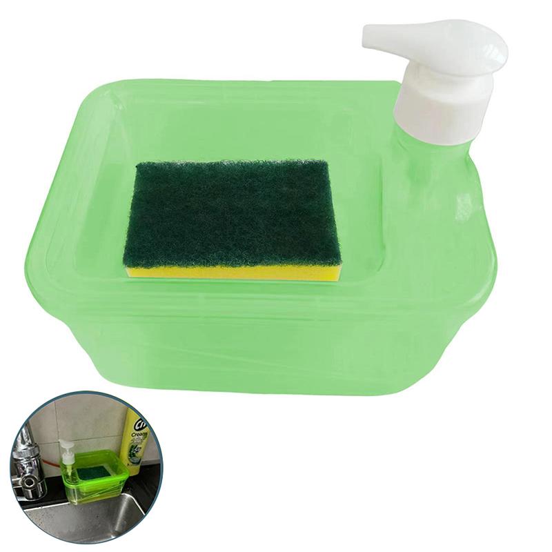 Hand Soap Dispenser Automatic Soap Dispenser And Scrubber Holder With Sponge 2-In-1 Liquid Soap Dispenser With Dishwashing Brus