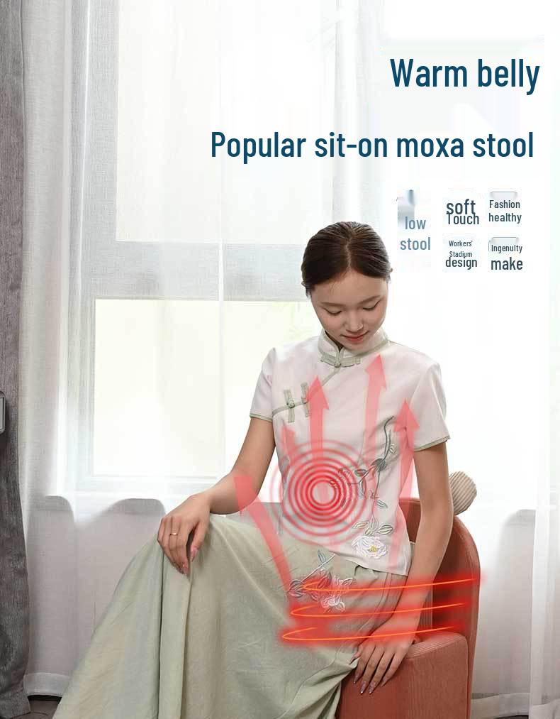 Portable Smokeless Moxibustion Stool with Solid Wood Legs for Warm Sitz Bath and Moxa Sticks