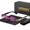CATERSIDE New Men's Frameless Sunglasses Fashion Polygonal Gradient Mirror Lenses Metal Frame Women's Party Outdoor Sun Glasses