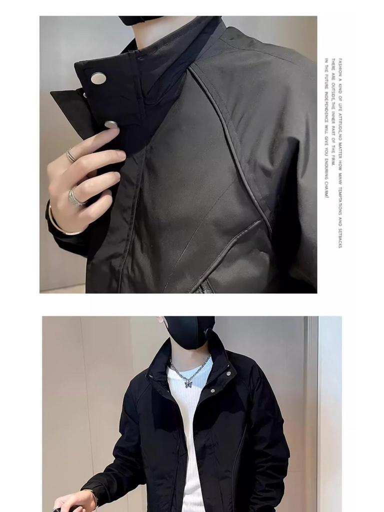 Men's Trendy Stand Collar Workwear Jacket - Cool & Casual Spring/Autumn Outerwear