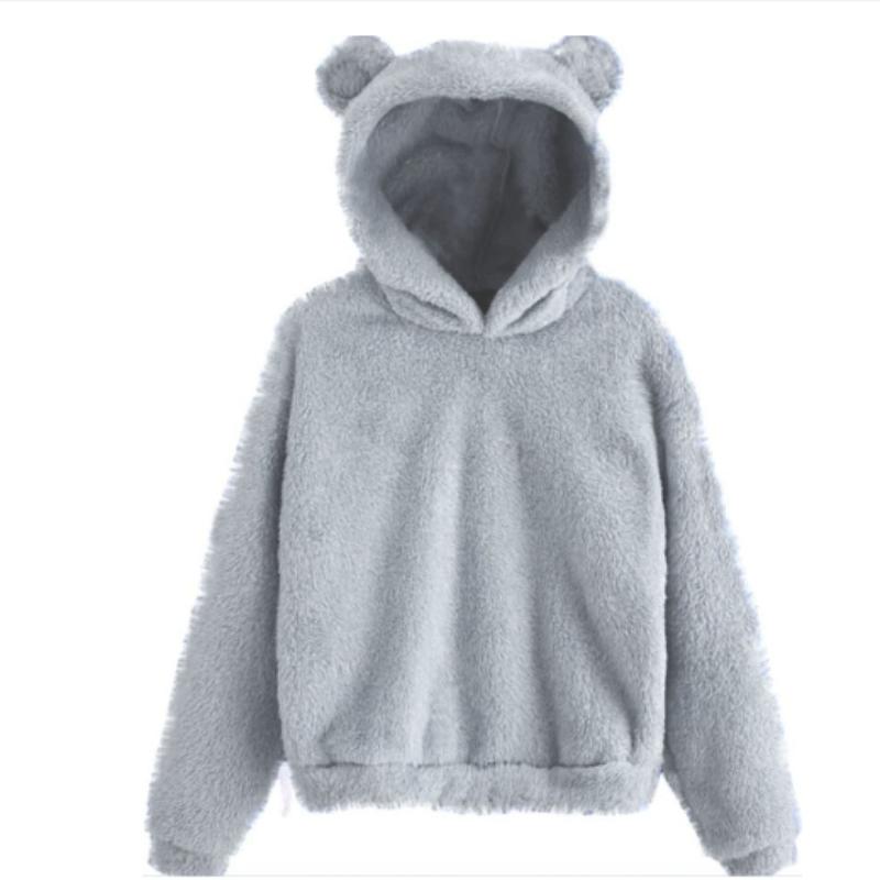 Winter Herbst Pullover Frauen Langarm Kaninchen Plus Größe Ohr Wolle Kapuze Sweatshirt Plüsch Warme Hoodie