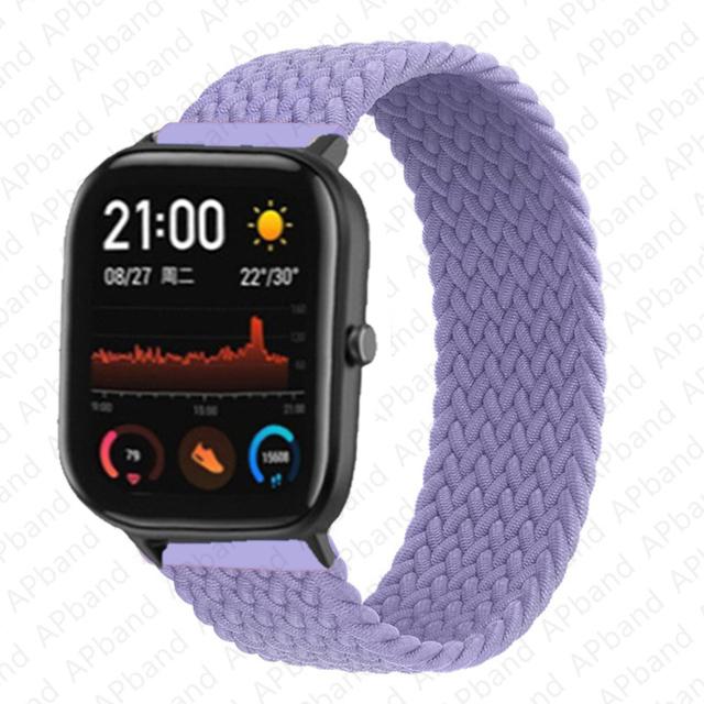 20mm 22mm Uhrenarmbänder für Amazfit GTS/4/3/2/2e/GTS2 Mini/GTR 4/3 pro/GTR2/2e/2 Geflochtenes Solo-Loop-Armband Amazfit bip 6 5 Band