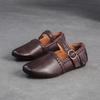 Fashion GKTINOO Genuine Leather Solid Color Belt Buckle Women's Shoes 2025 Autumn New Retro Versatile Tassel Round Toe Soft Sole Flats
