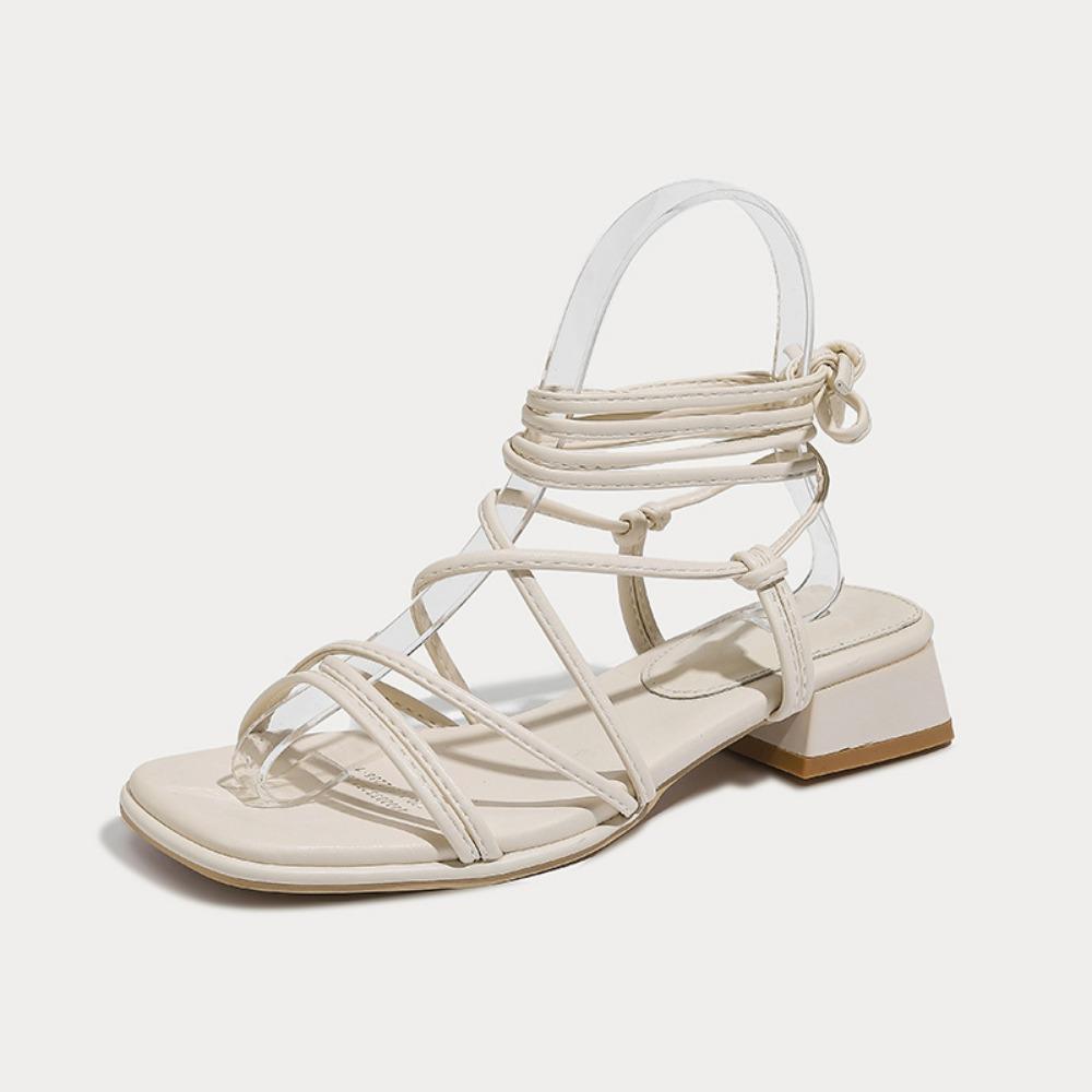 Strap Low Heel Sandals for Womens 2025 Summer New Roman Strap Toe Fashion Flat Shoes for Women's Designer Sandals Ladies Shoes