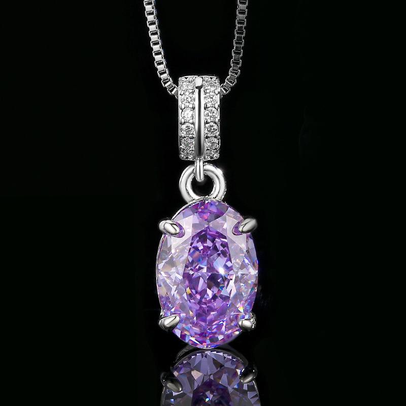 Jewelry Set Oval Ring Earring Necklace Women Light Luxury Ice Flower Cut Super Sparkling High Carbon