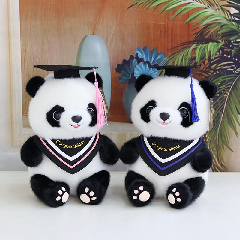 Charming Graduation Panda Plush Toy Adorable Stuffed Animal With Customizable Logo