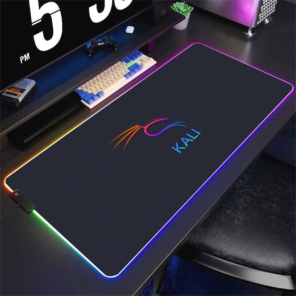 Deskmat Kali Linux Xxl Mouse Pad Gamer Rgb Pc Cabinet Gaming Accessories Keyboard Mousepad Anime Carpet Mats Large Computer Mat