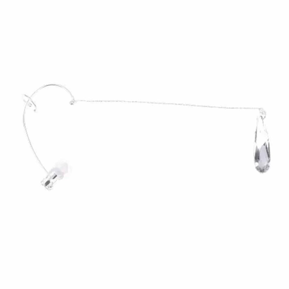 No Piercing Metal Ear Hook Water Drop/Moon Shape Teardrop Face Chain Water Drop Earring Gift Silver Water Drop