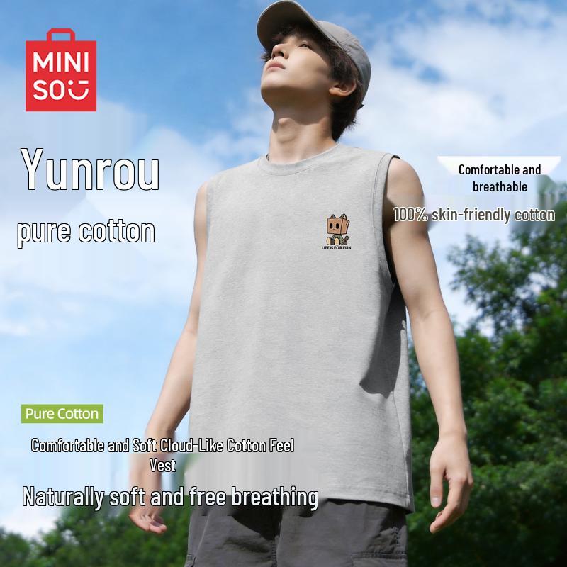 MINISO Men s Casual Pure Cotton Sleeveless Vest 4XL