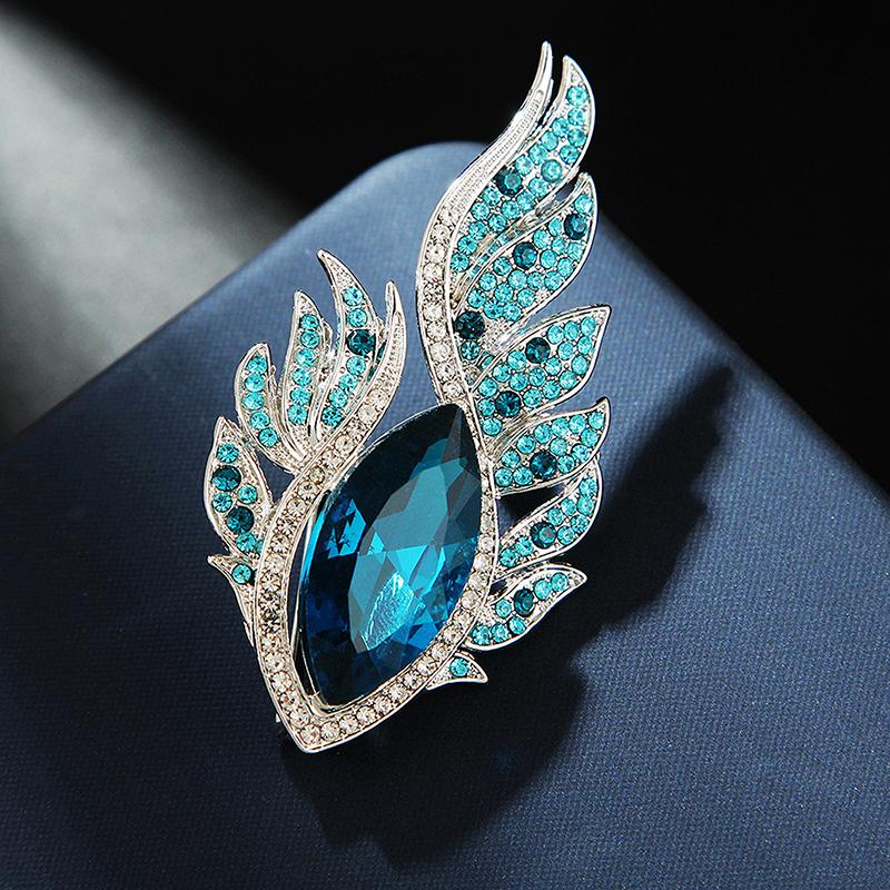 Phoenix Eye Feather Brooches For Women Coat Jewelry Accessries Gifts