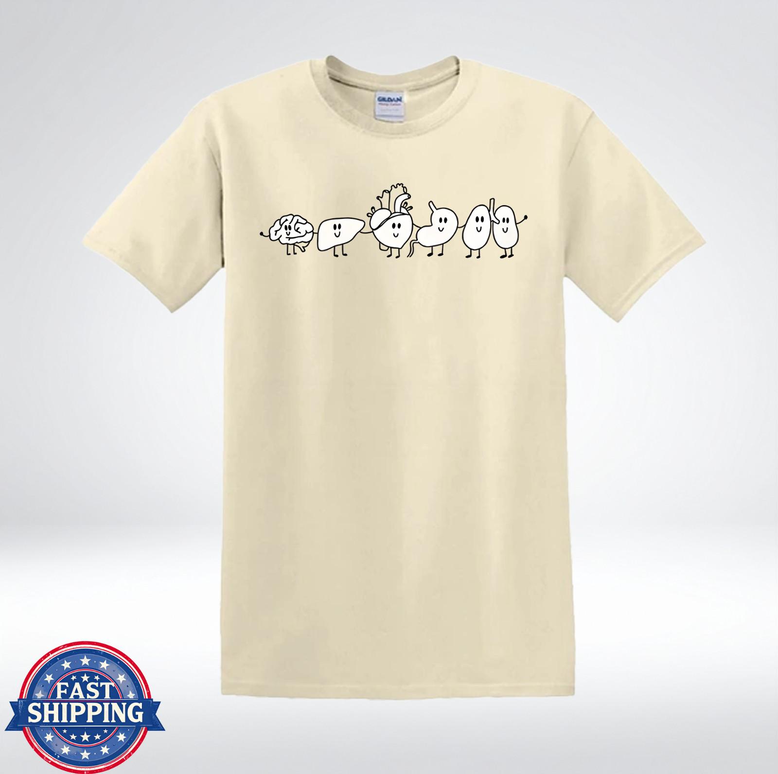 Cute Organ Characters Anatomy Cartoon Minimalist Medical T-Shirt L