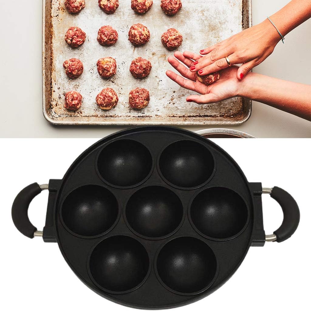 7-Hole Cast Iron Omelette Pan Non-Stick Cooking Pot Breakfast Egg Cooking Pie Cake Mold Kitchen Cookware Omelette Pans Nonstick Flip