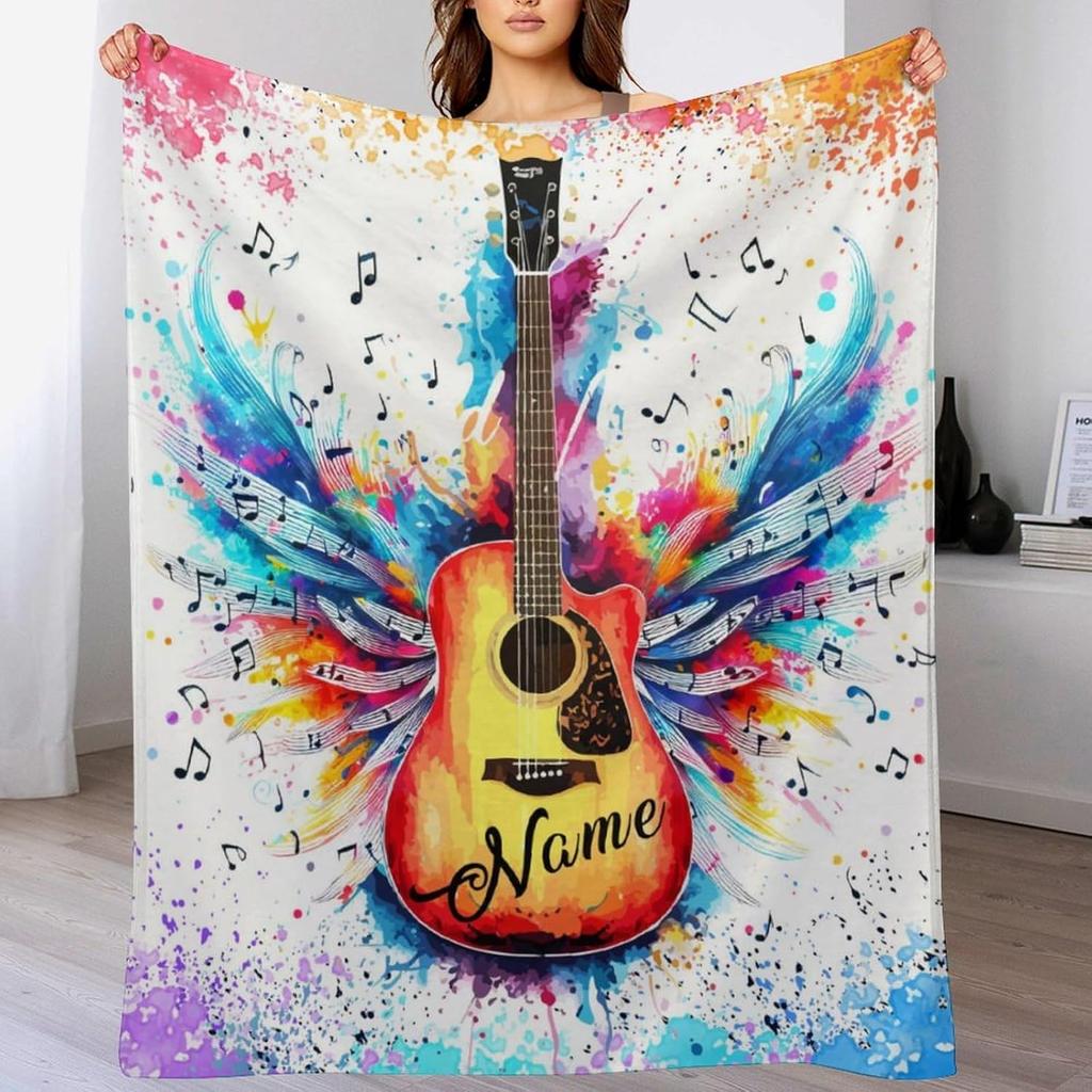 Personalisierte Musikliebhaber Kuscheldecke Individuelles Namensdesign Weiche Flanelldecke für Sofa Bett Perfektes Geschenk für Sie