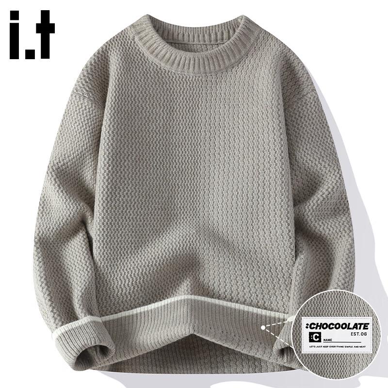 :CHOCOOLATE Men s Loose Fit Round Neck Sweater 3XL