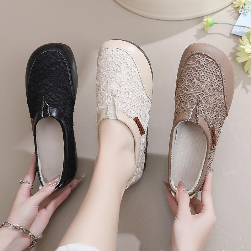 Women's Shoes Spring and Autumn New Breathable One-pedal Fisherman Shoes Soft Sole Comfortable Lace Fashionable Versatile Women's Single Shoes White