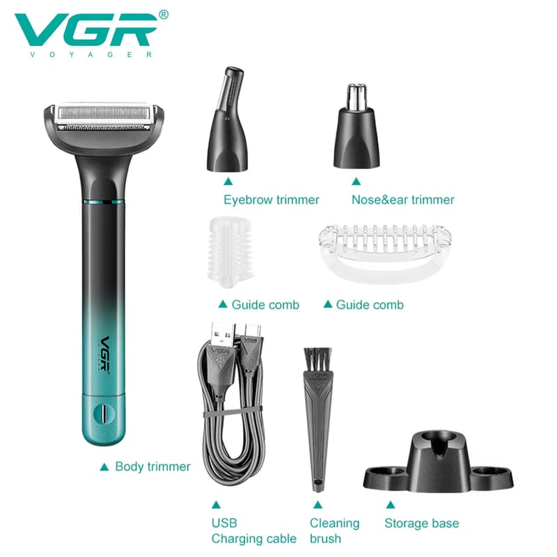 IPX5 Rated Washable Rechargeable Electric Shaver Long Battery Life Multi-Function 3-in-1 Nose Hair and Beard Remover and Eyelash Trimmer